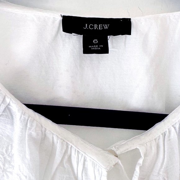 JCREW White Cotton Embroidered Ruffle Collar Top with Eyelet Size 6 - Picture 8 of 9